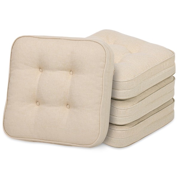 GOFORIT Chair Cushions Set of 4,Tufted Shredded Memory Foam Chair