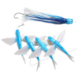 5 piezas por bolsa de pesca de pesca con mosca azul, agua salada, atún, Mahi, Wahoo, Dora, agua salada, gran juego de pesca (12 pulgadas de calamar + pez mosca azul)