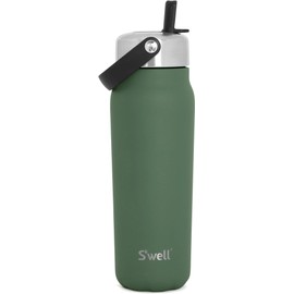 S'well - Recycled Stainless Steel Explorer with Flip Straw Lid, Triple Layered Vacuum Insulated Containers Keeps Drinks Cold for 36 Hours and Hot for 8 (24 oz, Green Jasper)