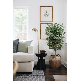 plant Artificial Ficus Tree 5ft in Cotton Pot Fake Silk Plant with Green Leaves Natural Trunk for Indoor Outdoor Home Garden Decor