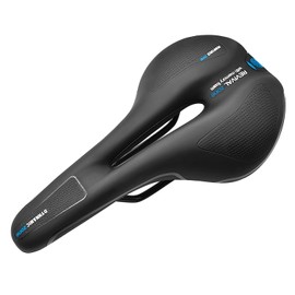 OMOMOAKARI OM-F28 Non-Painless Saddle Thick Cushion Sports Saddle Waterproof Perforated Bicycle Saddle Shock Absorption Road Bike Cross Bike Mountain Bike (Black x Blue)