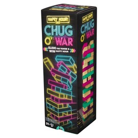 Chug O' War Happy Hour Tower - Adult Party Drinking Board Game, Tumbling Tower Meets Tug of War, Funny Challenges and Chugging Challenging Laughing