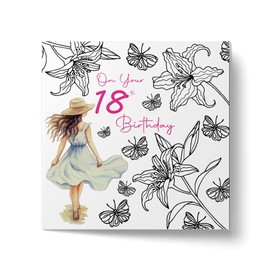 Papa Prints 18th Birthday Card Girl (145 x 150 mm) Female Birthday Card Birthday Greeting Cards with Envelope Happy Birthday Card for Her