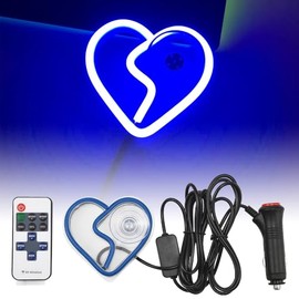 Blueshyhall Car LED Ambient Light, Triangle or Back Window Light, Interior Atmosphere Lighting for Car Sign Decor, Bedroom, Party (Blue Broken Heart Pattern)