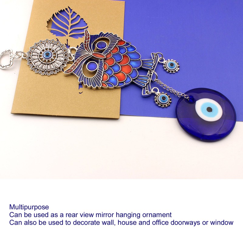 Blue Eye Owl Keychain Good Luck Beautiful Blessing Amulet Car