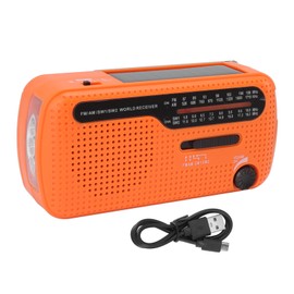 Hand Crank Radio AM FM SW1 SW2 Solar Emergency Weather Radio with LED Flashlight for Outdoor Camping Orange