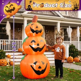 5 FT Halloween Inflatable 3-Tier Stacked Pumpkins Outdoor Yard Decorations