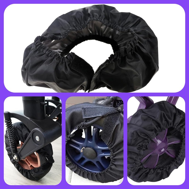 2 Pcs Stroller Wheel Protectors Black Dustproof Stroller Wheelchair Tire