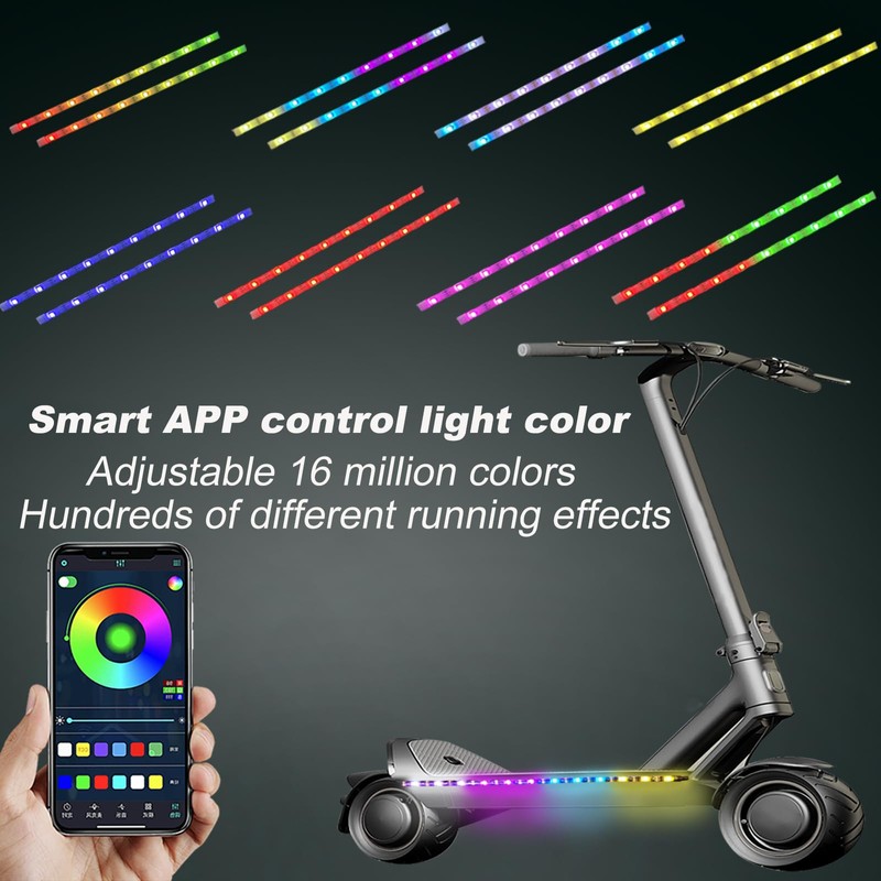 2 Strip Electric LED Music Sync Multicolor Lightning Changing Scooter