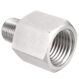 TA-VIGOR 1Pc Reducer Hex Bushing, 1/8 NPT Male to 1/4 G Female Stainless Steel Reducing Pipe Fitting Adapter for Water Oil Air Pressure Gauge, Pipe Connecting Conversion