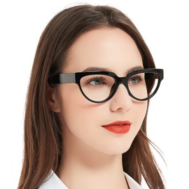 MARE AZZURO Unique Reading Glasses Women Retro Cateye Readers 1.0 1.5 2.0 2.5 3.0 3.5 4.0 5.0 6.0 (Black, 3.00)