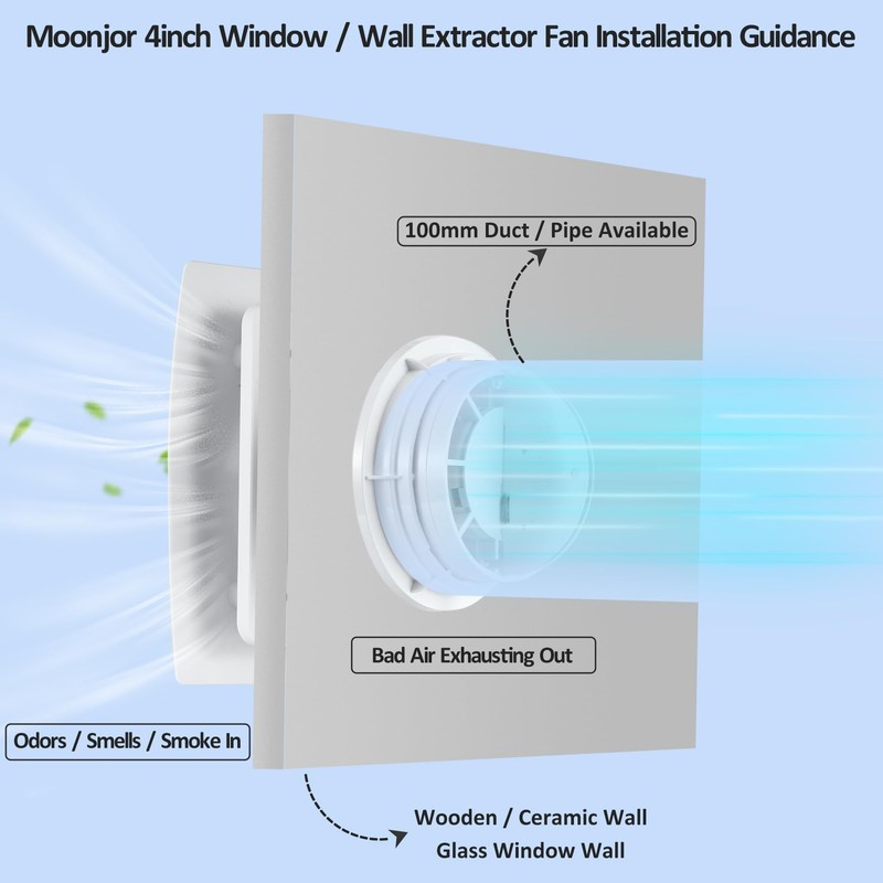 4inch Exhaust Fan, Window Wall Mount Vent Extractor Fan w/Button