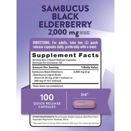 Nature's Truth Black Elderberry Capsules – Super Concentrated Sambucus Extract, 100 Count