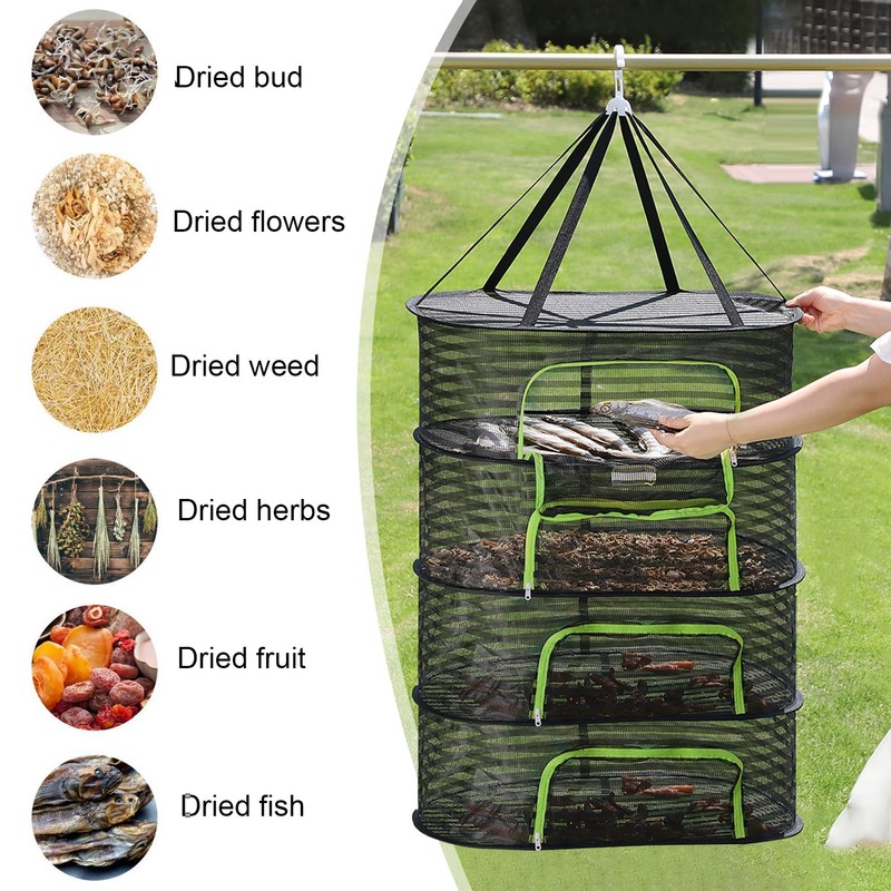 gexuamz Drying Net for Herbs, 4-Layer Herb Dryer Hanging with