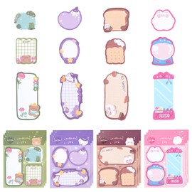 36 Pads Cartoon Sticky Notes Set, Self-Stick Notes Cute Stationary Supplies, Colourful Sticky Note Annotation Tabs, Shaped Memo Note Pad for Home Office School 720 Sheets (12 Styles)