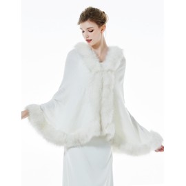 BEAUTELICATE Women’s Faux Fur Scarf Bolero Wedding Evening Bride Bridal Shawl Bridal Stole -