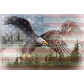 Hoffman California Fabrics 29" X 44" Panel American Wild Flag Bald Eagle Patriotic Cotton Fabric D374.77