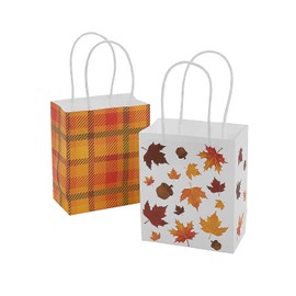 Fun Express Small Fall Paper Gift Bags - Party Supplies - 12 Pieces