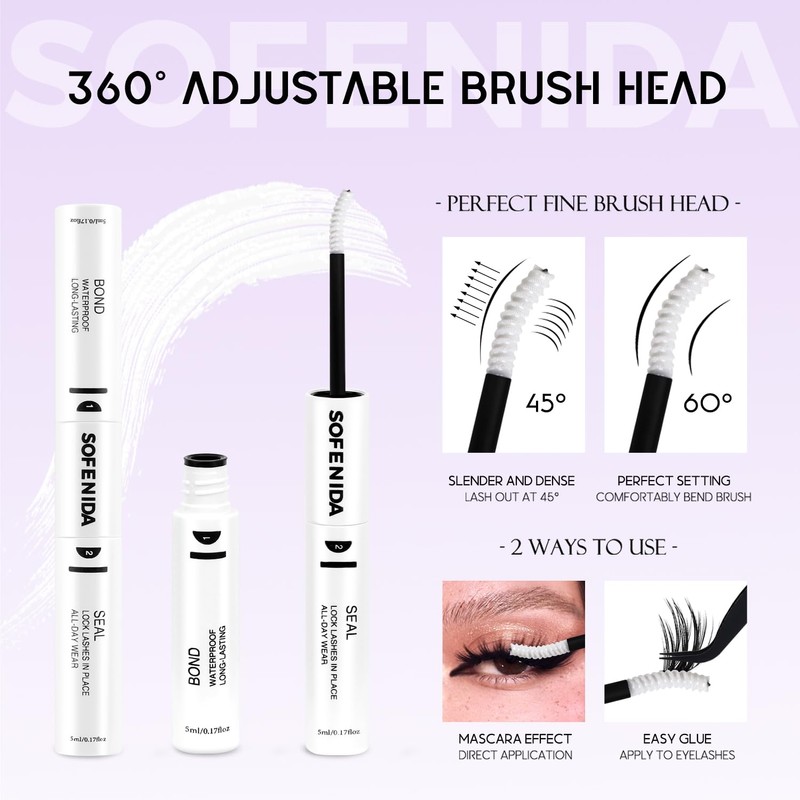 SOFENIDA Lash Glue Bond and Seal for Eyelash Clusters Lash