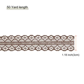 MECCANIXITY 1.2 Inch Wide 25 Yard Lace Ribbon Floral Pattern Brown Lace Trim Ribbon for Gift Wrapping Bouquets, Wedding Decor Sewing Making, and DIY Crafts