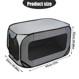 94 x 53 x 53 cm Dog Transport Box Foldable Pop-Up Transport Box Dog Cat Sturdy Transport Box Oxford Fabric Dog Box Car Dog Bag Portable Dog Transport Boxes for Cats and Dogs up to 29.5 kg, Grey