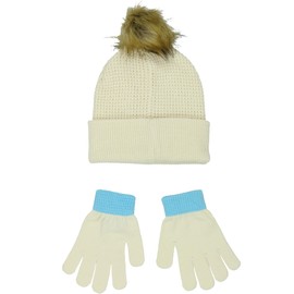 Bluey Big Kids Knit Hat and Gloves Set (White, One Size)