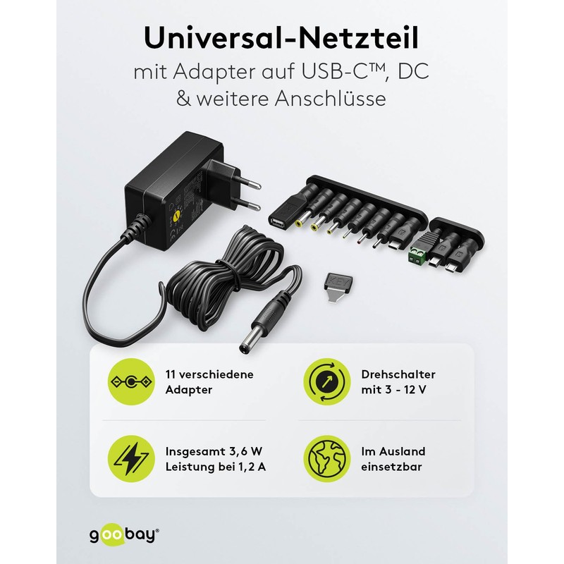 goobay Universal Power Supply 5.5 x 2.1 mm DC with