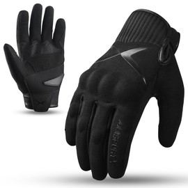 aaasportx Breathable Motorcycle Gloves for Men with Kevlar & TPR Palm Protection Hard Knuckles Touchscreen (Black, Medium)