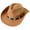 Lanzom Women Men Felt Wide Brim Western Cowboy Hats Belt