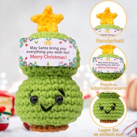Mwmoeen Christmas 2 Pieces Positive Potato, Pocket Hug Positive Potatoes, Knitting Wool, Emotional Support, Santa Claus, Cucumber, Deer, Snowman, Courage, Christmas Gift, Decoration