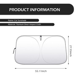 MLY Car Front Windshield Sunshade, Thickened Car Sunshade, Foldable Reflective Windshield Shade, Sun Protection Titanium Silver Window Shades for Cars, Trucks, SUV, MPV (55 x 27.5 inch)