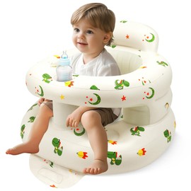 LANGNIDORIS Aufblasbarer Babysitz für ab 3 Monaten Anti Fall Faltbar, Kindersitz Aufblasbar, Boden Sitzhilfe mit Eingebauter Luftpumpe, Inflatable Baby Seat für Camping (Dinosaurier)