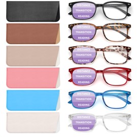 NOVIVON 6 Pack Progressive Multifocal Reading Glasses for Women Men, Blue Light Blocking Multifocus Readers Anti Eye Strain (A1 6 Pack Progressive, 2.5) (DJ011)