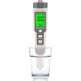 Aquarium Salt Tester -Pool Salt Tester, Versatile 5 in1 Salinity, PH, TDS, EC, and Temperature Meter, Digital Salinity Tester for Saltwater Aquarium, Accurate Salinity Meter,Grey