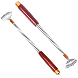 Aznrszy Pack of 2 Back Scratchers, Sturdy Back Scratcher Made of Premium Stainless Steel and Wooden Handle, Massage Roller for Men and Women, Extendible up to 51 cm for Scratching on the Head and Back
