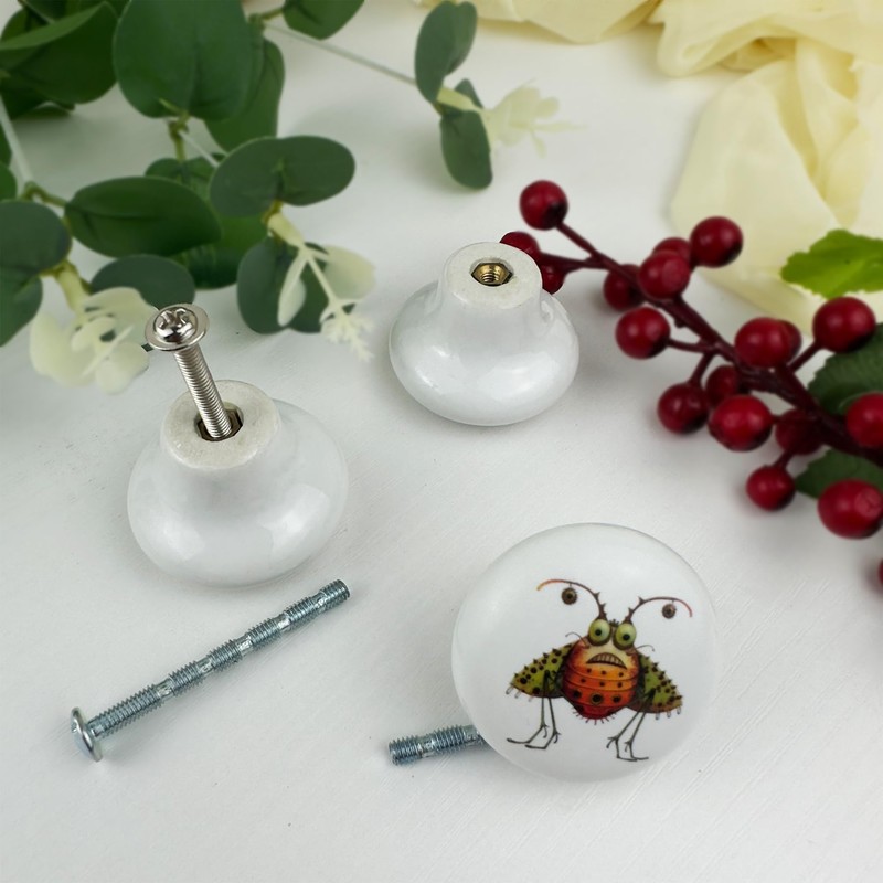 JamJam 1.5" 8 PCS Insect Cicada Cabinet Ceramics Drawer Knob
