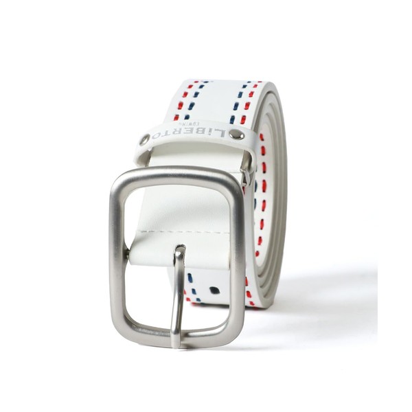 Liberto Edwin Men's Belt, Synthetic Leather, Square Buckle, Double Stitched,