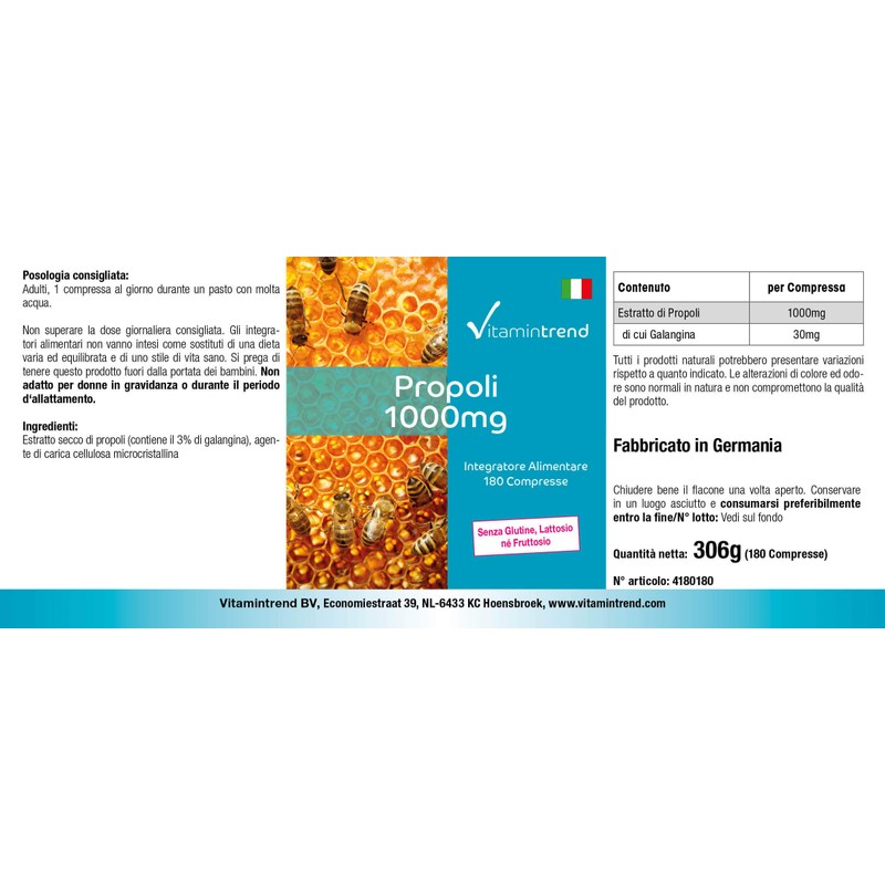 Propolis 1000 mg – 180 Tablets 6 Month Supply High