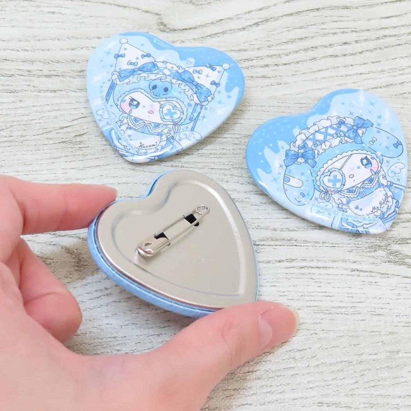 My Melody & Chrome x DOLLY MIX Heart Tin Badge