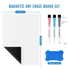 Whiteboard Magnetic Dry Wipe Board Self Adhesive for Any Smooth Surface with New Stain Resistant Technology,Home Kitchen Fridge Shopping List and Office Notice Board (16” X 12”)