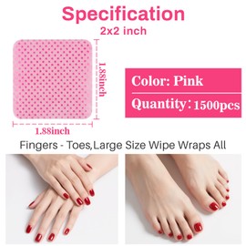 RAQEHO 1500pcs Lint Free Nail Wipes - No Lint Nail Polish Gel Remover Wipe Toallitas Sin Pelusa Para UñAs Non Lint Nail Prep Pads Eyelash Extension Napkins Pink Nail Supplies Art Tech Must Haves Stuff