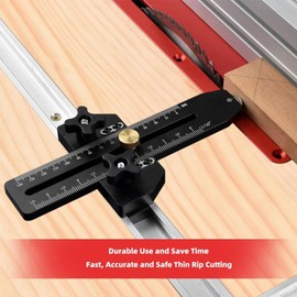 Thin Rip Jig Table Saw Jig Guide for Making Repetitive Narrow Thin Strip Cuts, Woodworking Tools Fast Thin Ripping Guide for Table Saw Band Saw Router Table 3/8 X 3/4in T Slot
