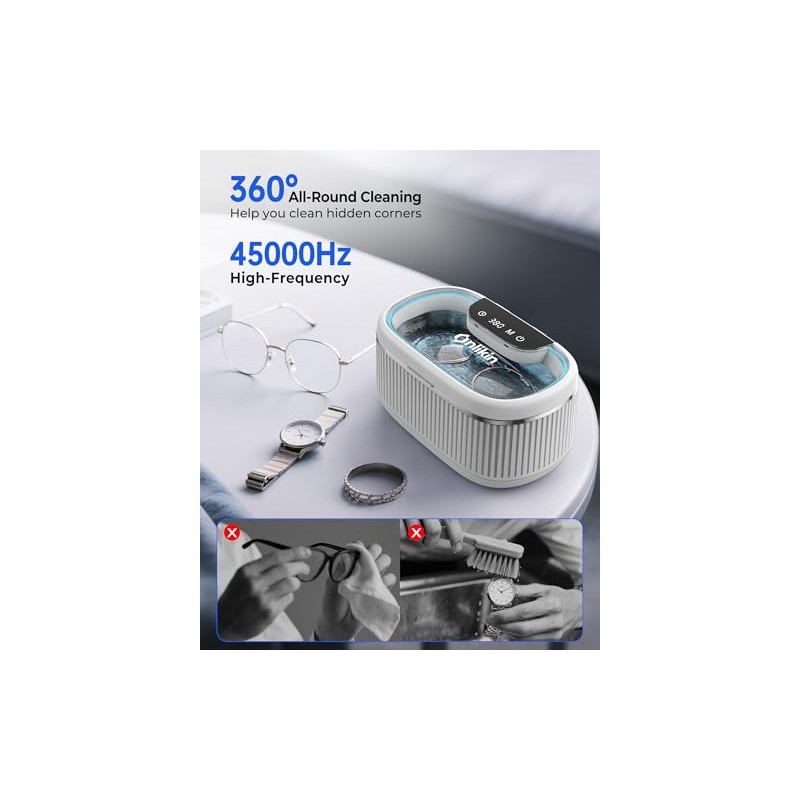 35W Ultrasonic Jewelry Cleaner with Digital Display & 5 Timers