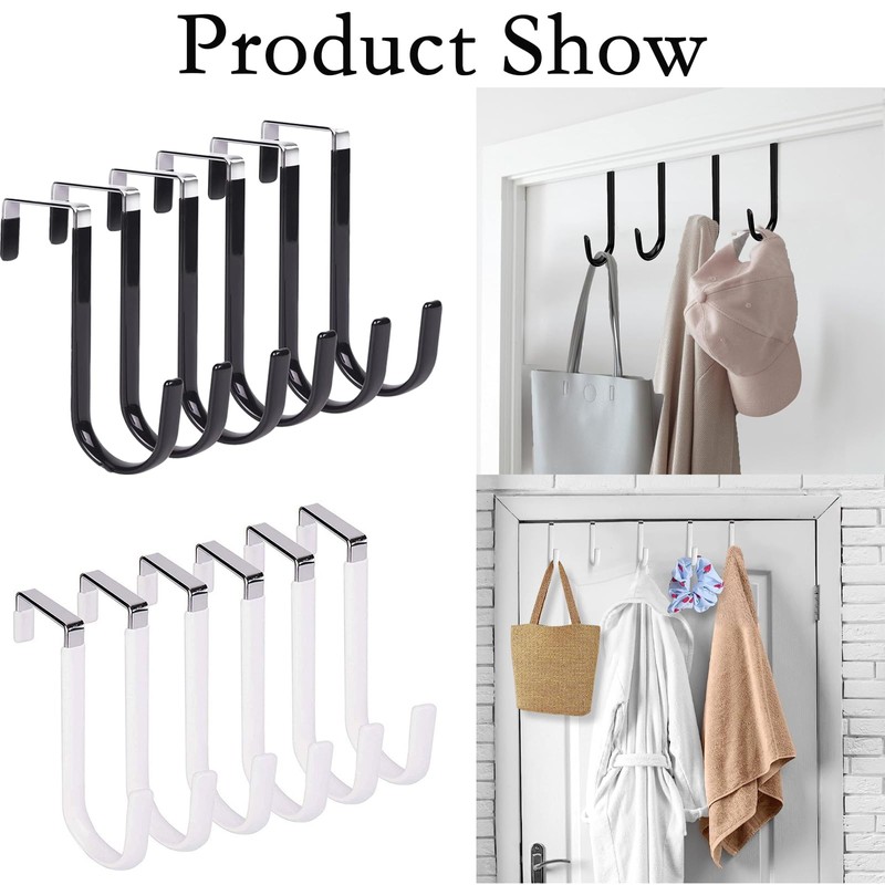 6 Pack Over The Door Hooks,with Rubber Prevent Scratches,Door Hangers