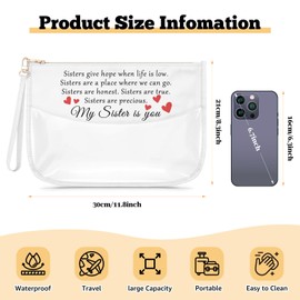 Friendship Gifts for Women Best Friend Makeup Bag Sisters Gifts From Sister Long Distance Present Clear Cosmetic Bag Birthday Appreciation Thank You Present for Women Best Friend Bff Zipper Pouch