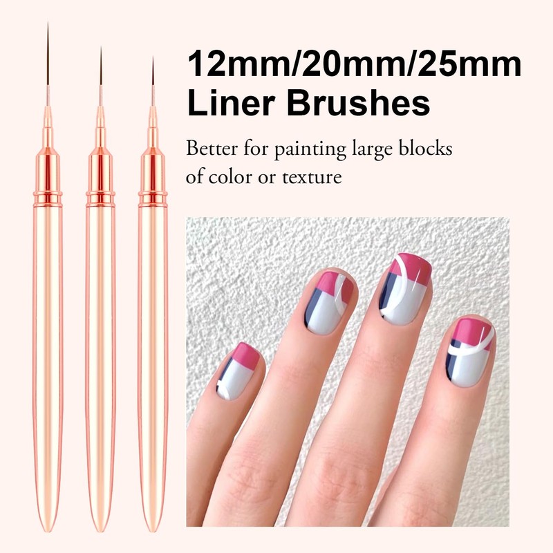 LEDSUUEI Nail Art Liner Brushes（Gold）