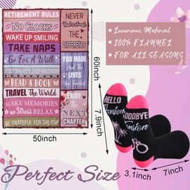 HunnmingRe Retirement Gifts for Women 50" x 60" Retirement Throw Blanket and Socks Set Goodbye Retired Gifts Ideas 2025 for Mom Teacher Coworkers Leaving Gift