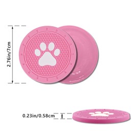 Couslcd 4 Pack Car Cup Holder Coasters, Dog Paw Insert Car Cup Coaster, 2.75 Inch Anti Slip Shockproof Embedded Drink Mat, Car Interior Accessories Decor for SUV, Truck, RV (Pink)