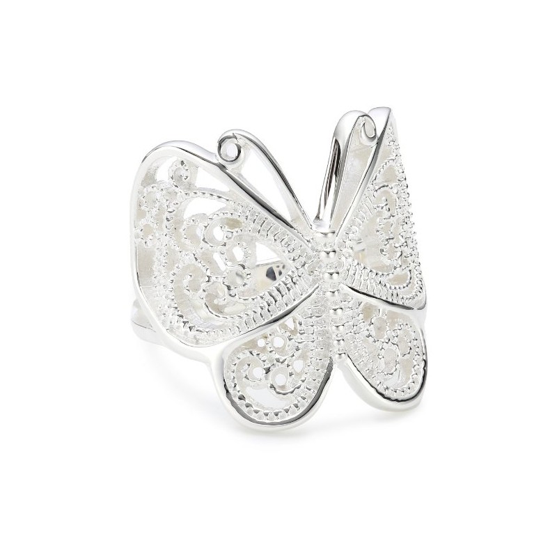 Vinani Butterfly Paisley Shiny Sterling Silver Ring RSL, Sterling Silver