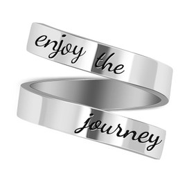 Keep Going Rings, Kucheed Stainless Steel Engraved Inspirational Finger Ring, US Size 8-9 Statement Open Thumb Band, Spiral Wrap Twist Jewelry Gifts for Men Women (A8)